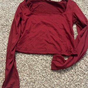 Sincerely Jules Red Fitted Crop Blouse